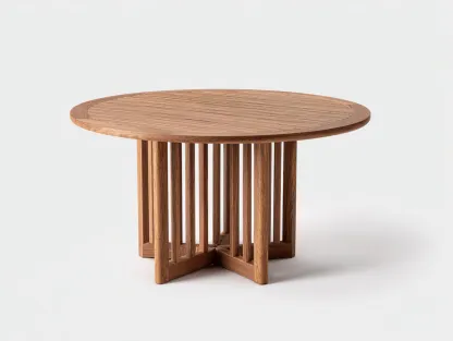 Mesas de jardín mesa redonda de madera maciza 120x120x75 cm - Marrón - Estilo natural para exterior-Pinemyden