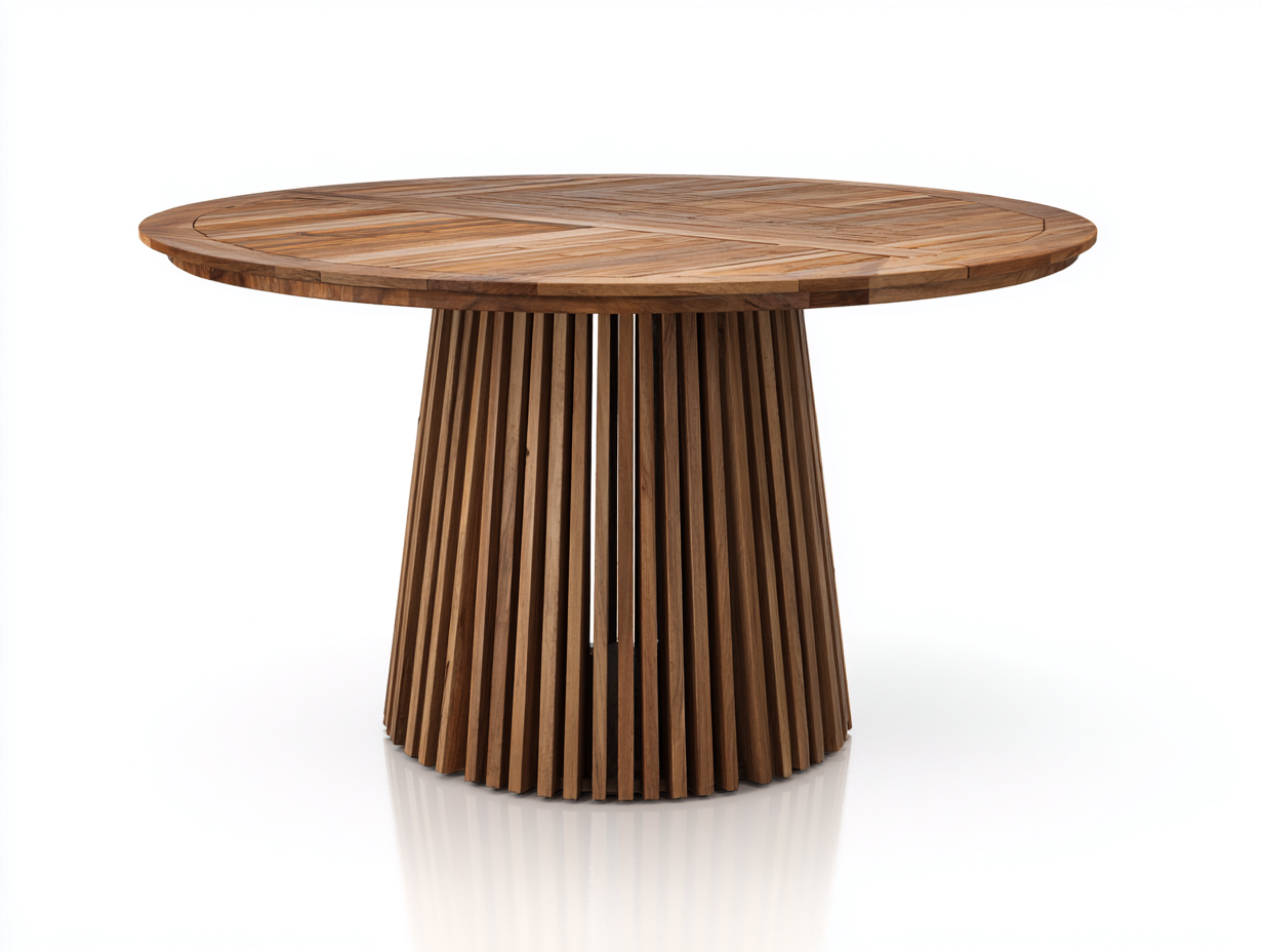 Mesas de jardín madera maciza redonda 120x120x75 cm - Marrón - Diseño moderno para exterior-Pinemyden