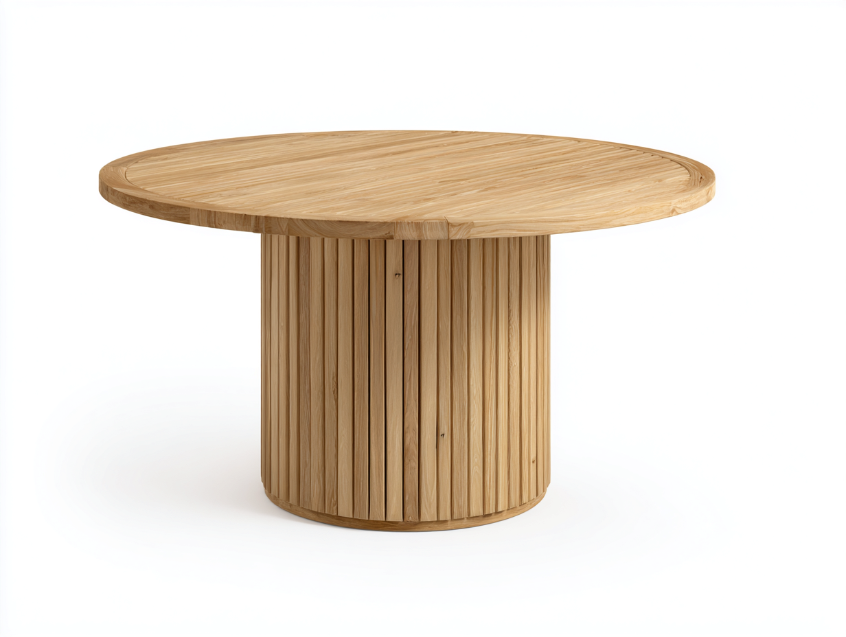 Mesa de jardín madera 120x120x75 cm color natural - mesa redonda para exterior-Pinemyden