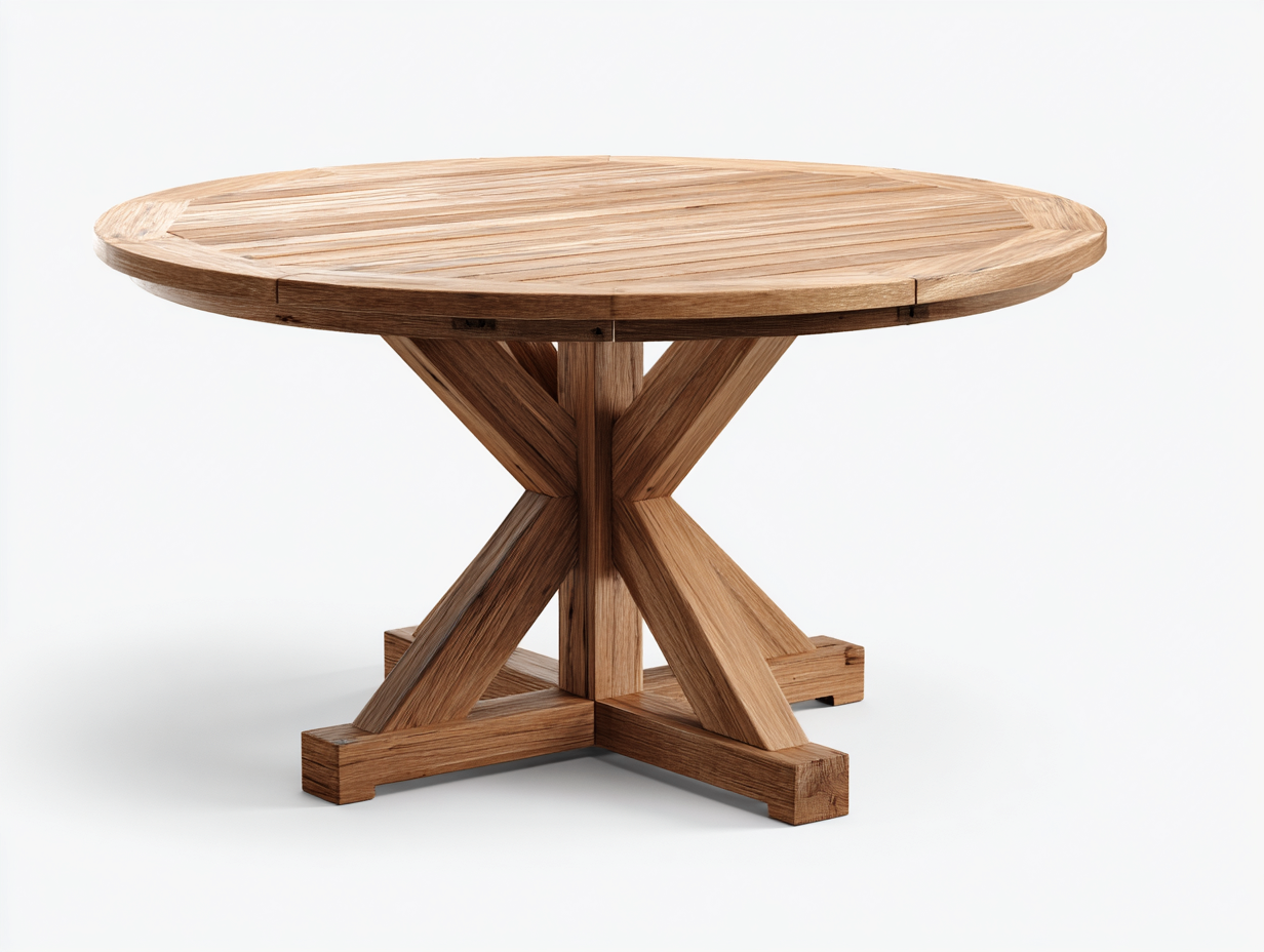 Mesas de jardín madera maciza 110x110x75 cm natural para exterior - diseño redondo moderno-Pinemyden