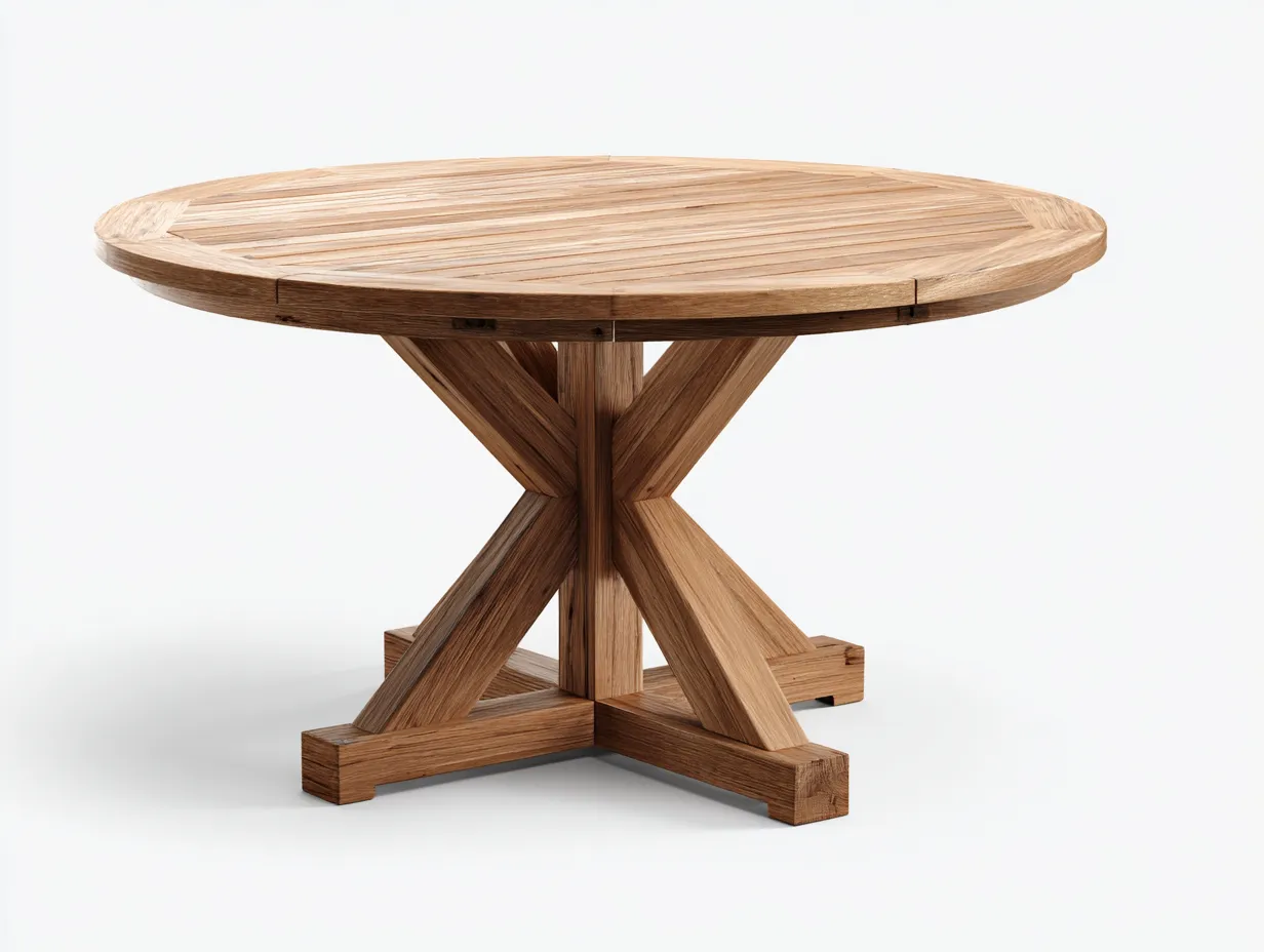 Mesas de jardín madera maciza 110x110x75 cm natural para exterior - diseño redondo moderno-Pinemyden