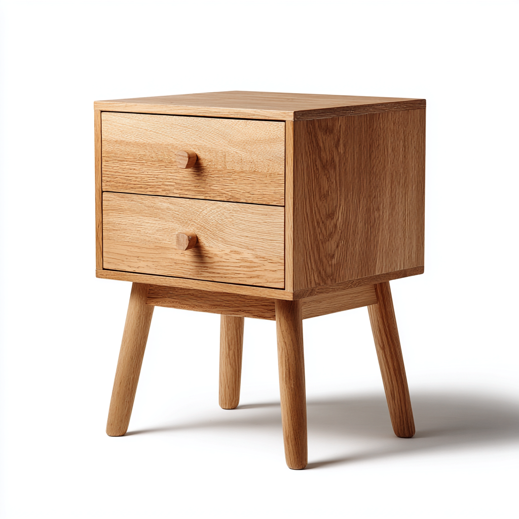 Comodino in legno 45x35x55 cm - marrone - comodino con due cassetti dal design moderno-Roommyloft