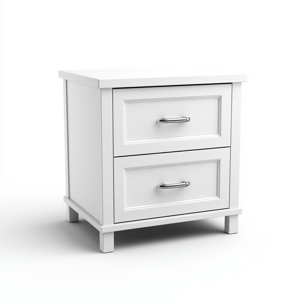 Comodino in legno 45x40x55 cm - bianco - stile classico per camera da letto-Roommyloft