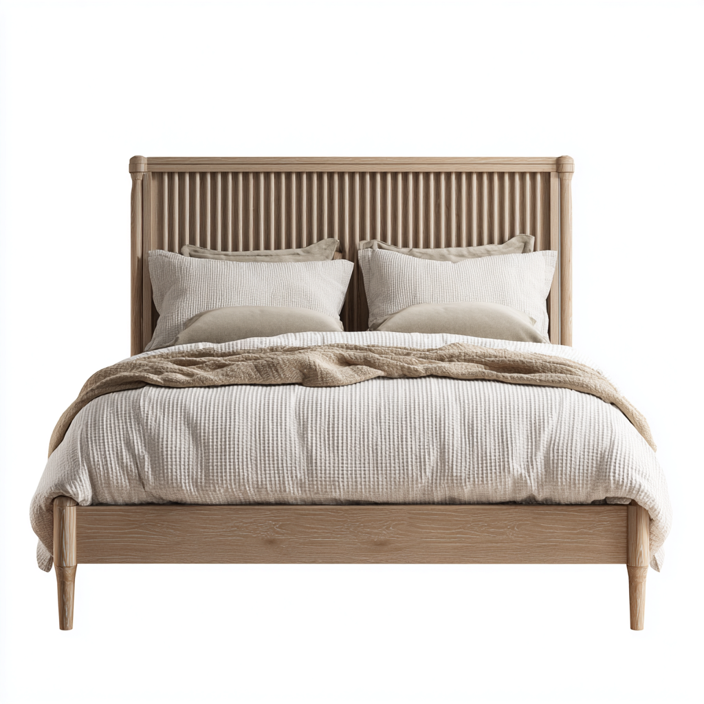 Letto matrimoniale in legno 200x160x110 cm - marrone - letto matrimoniale con testiera a doghe in stile naturale-Roommyloft