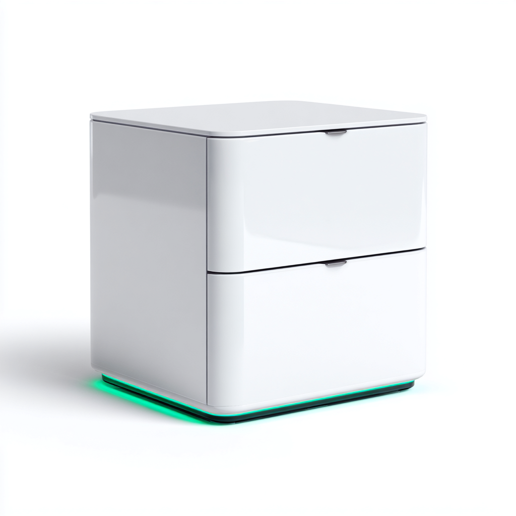 Comodino MDF due cassetti 45x45x50 cm - Bianco - Design moderno per camera da letto-Roommyloft