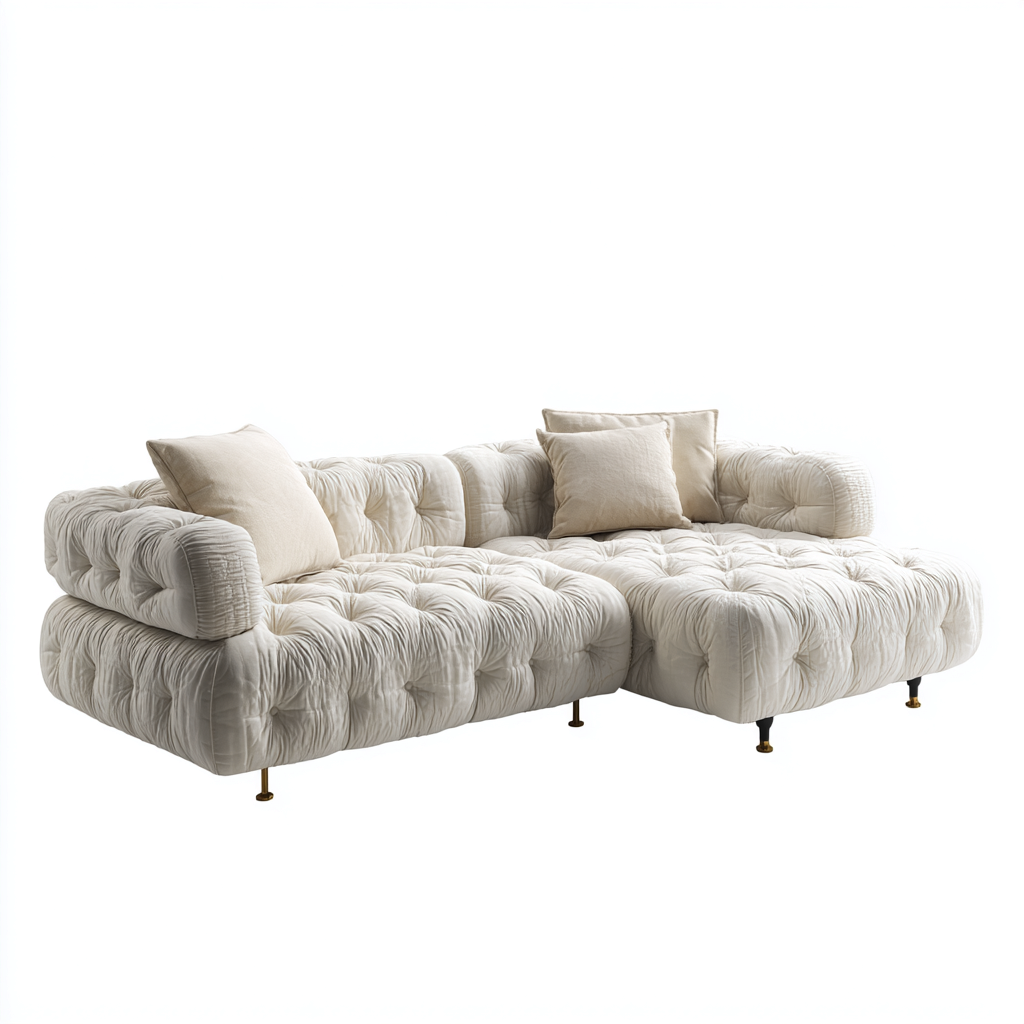 Divano angolare in tessuto imbottito 240x160x75 cm - beige chiaro - stile contemporaneo per soggiorno-Roommyloft