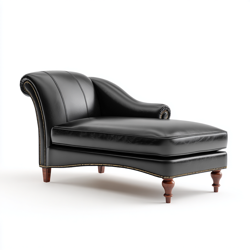 Chaise longue imbottita in pelle sintetica 155x70x78 cm - nero - stile classico raffinato-Roommyloft