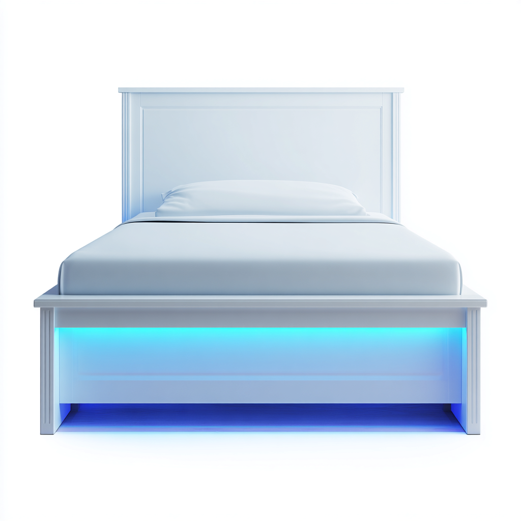 Letto matrimoniale in legno 200x180x95 cm - bianco - design moderno con illuminazione LED-Roommyloft