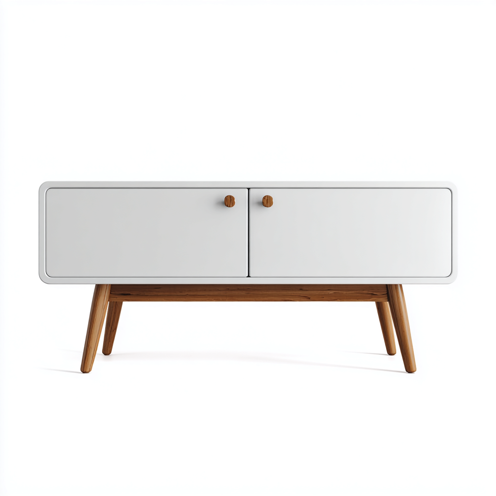 Mobile TV in legno 140x40x55 cm - colore bianco e marrone - stile moderno per soggiorno-Roommyloft