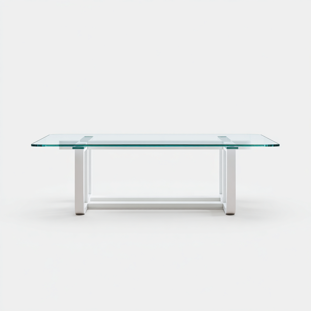 Tavolo da giardino in vetro e metallo 180x90x75 cm - bianco-trasparente - tavolo rettangolare per esterno dal design moderno-Roommyloft