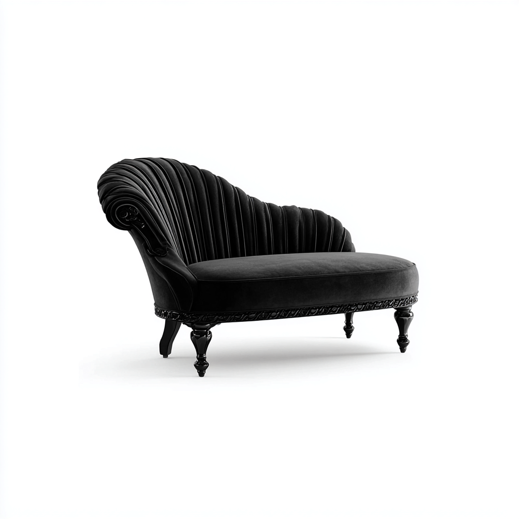 Chaise longue imbottita in velluto 170x75x82 cm - colore nero - design classico-Roommyloft