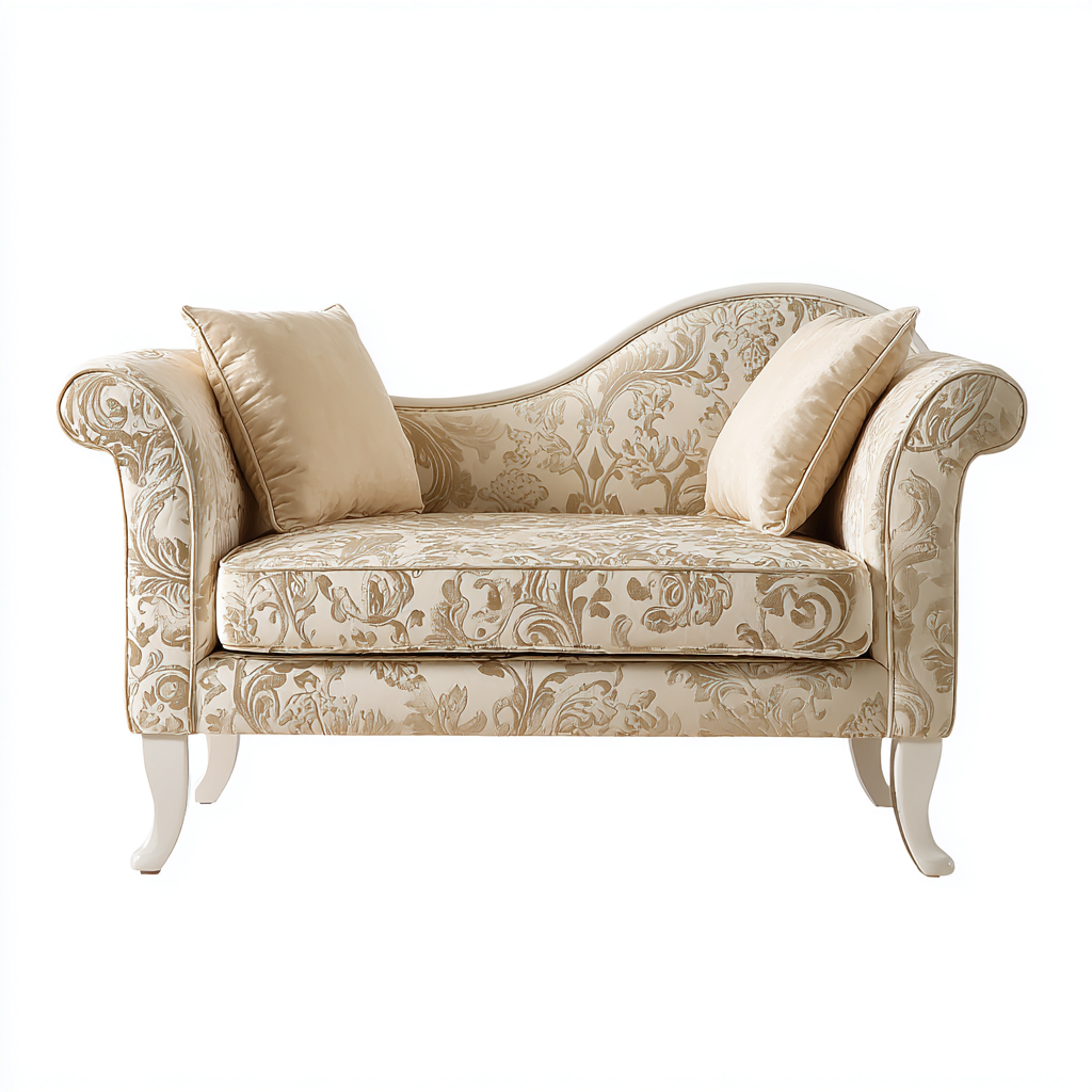 Chaise longue imbottita in tessuto jacquard 150x65x78 cm - beige - stile classico per soggiorno-Roommyloft