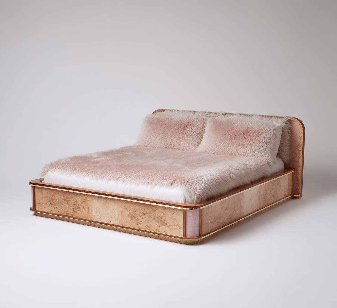 Letto matrimoniale imbottito 205x165x90 cm - rosa chiaro - letto matrimoniale con struttura rivestita per camera-Roommyloft