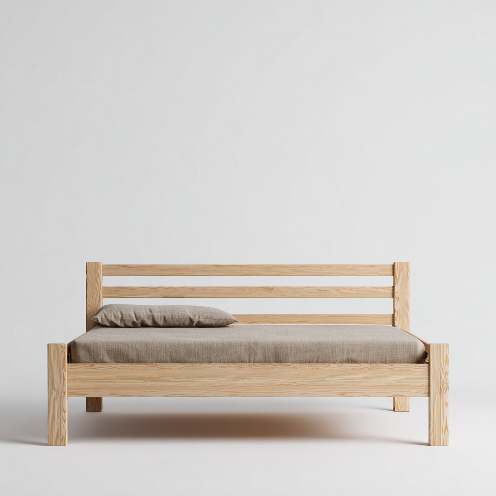 Letto matrimoniale in legno 198x158x85 cm - naturale - letto matrimoniale con struttura essenziale per camera-Roommyloft