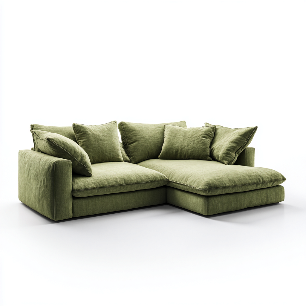 Divano angolare in tessuto 255x165x88 cm - verde - stile moderno per soggiorno-Roommyloft