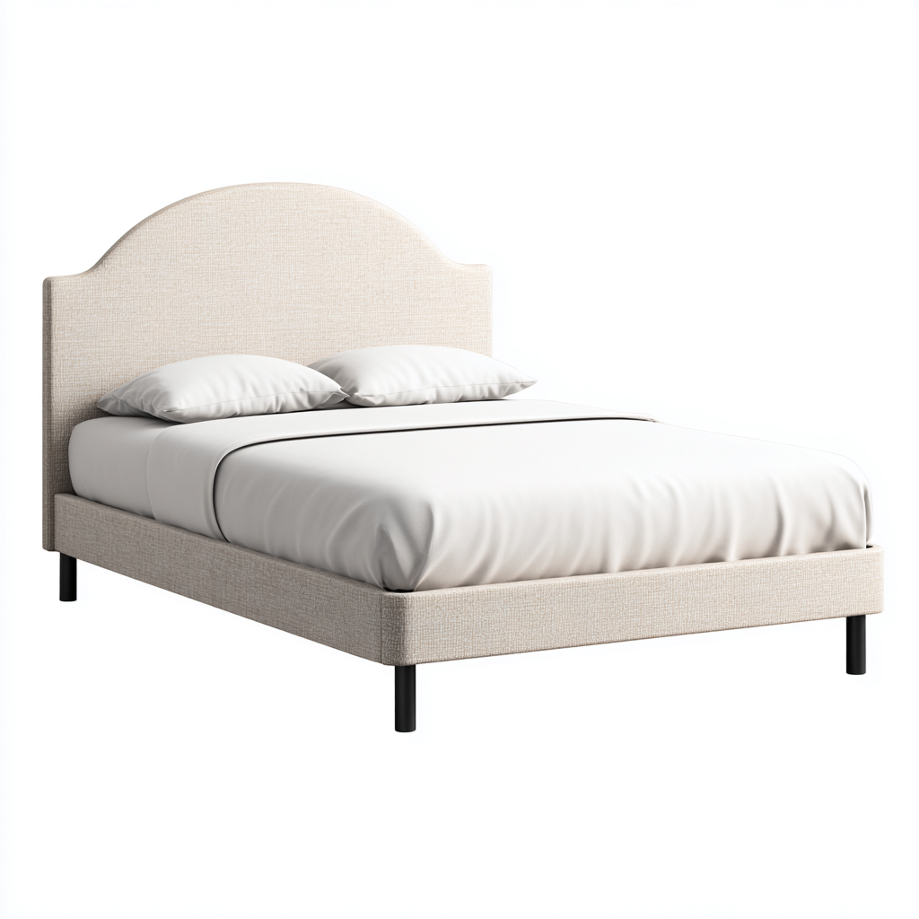 Letto matrimoniale imbottito in tessuto 200x180x105 cm - beige - design elegante per camera da letto-Roommyloft