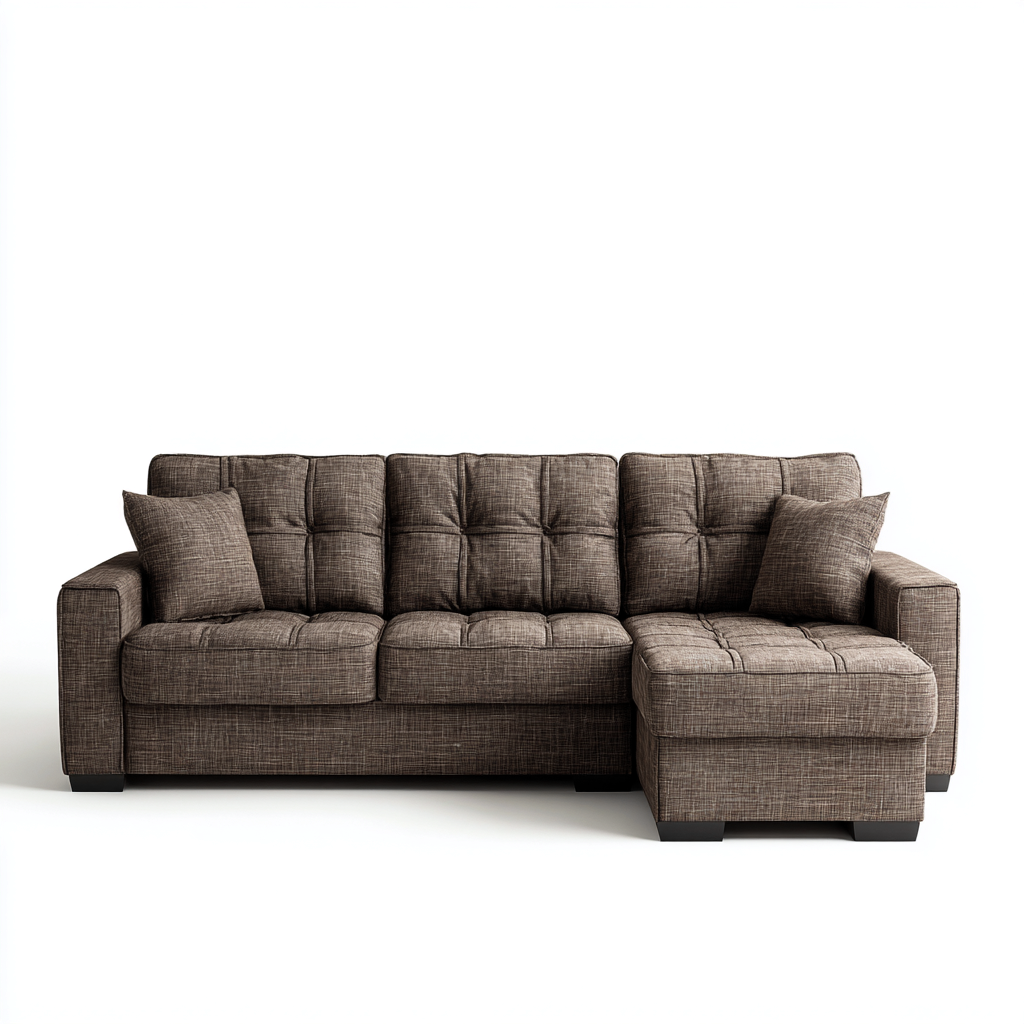 Divano angolare in tessuto 255x165x88 cm - marrone - stile moderno per soggiorno-Roommyloft