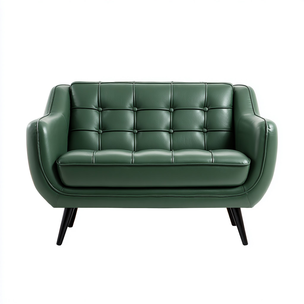 Divano a due posti imbottito in pelle sintetica 140x80x78 cm - verde - stile moderno elegante-Roommyloft