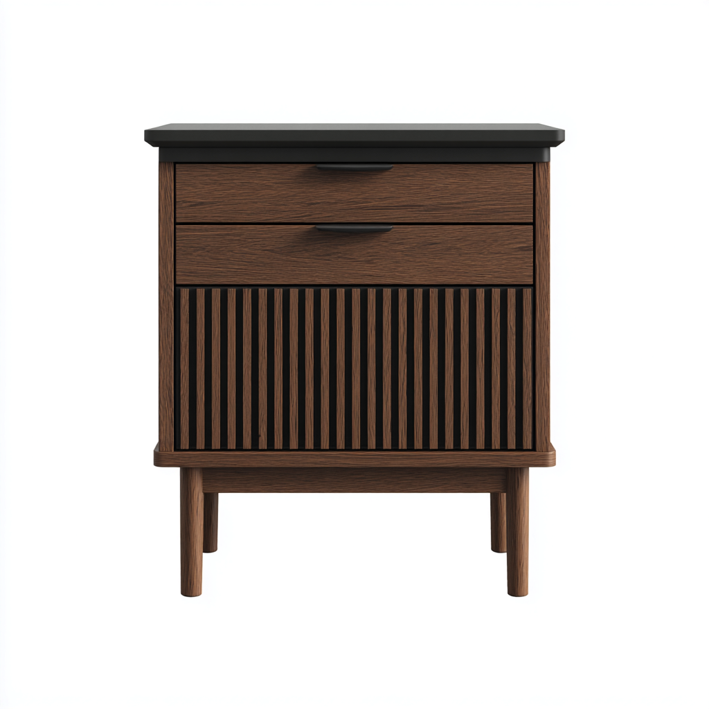 Comodino in legno 50x40x60 cm - marrone-nero - stile moderno per camera da letto-Roommyloft