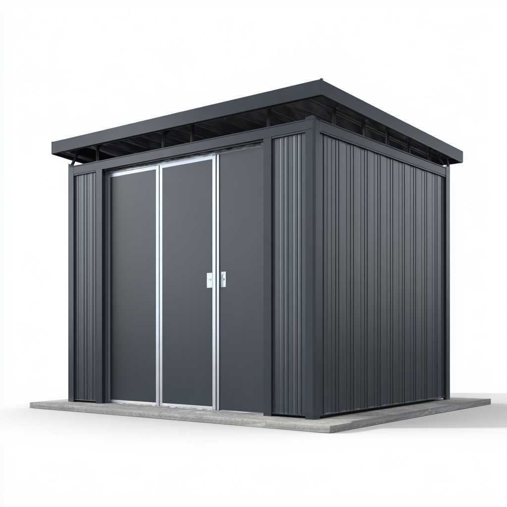 Casetta da giardino in metallo 200x180x200 cm - grigio scuro - per esterni - design moderno-Roommyloft