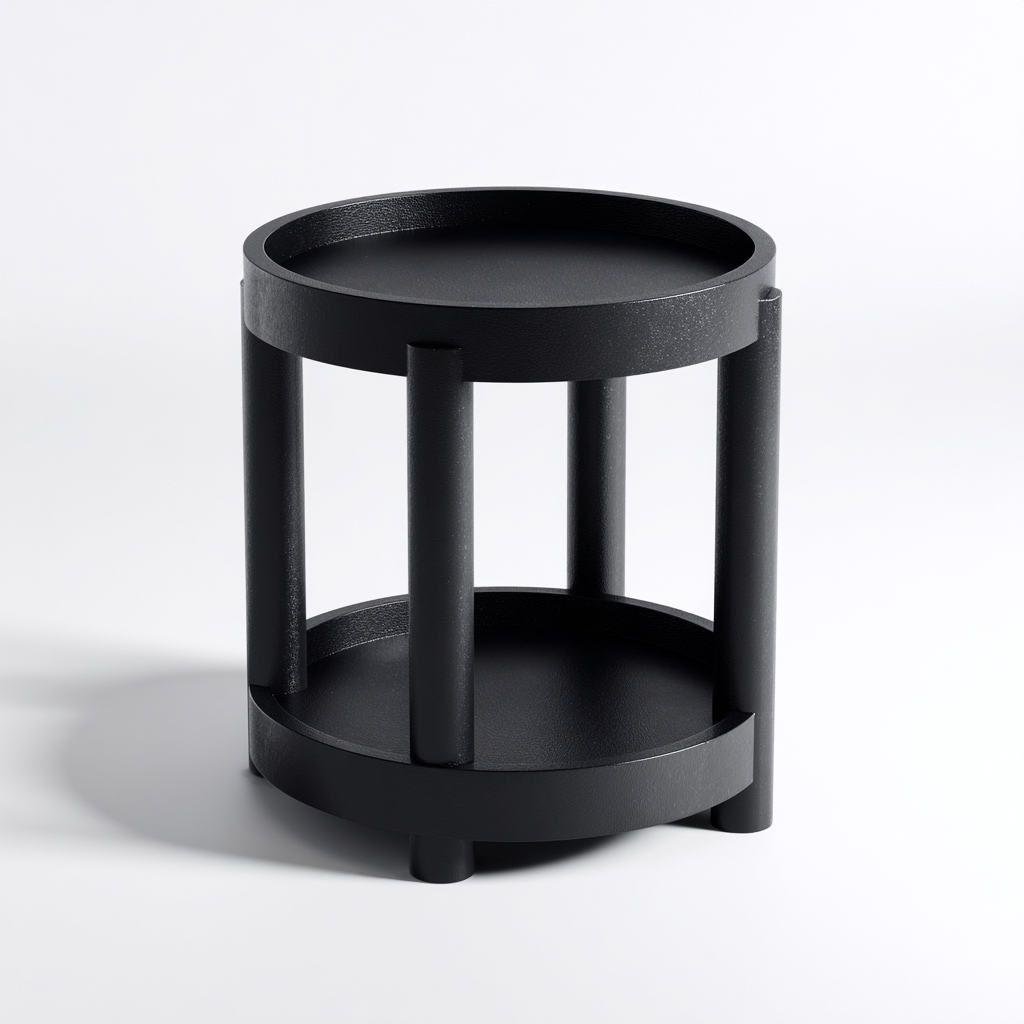 Tavolino da giardino rotondo in metallo 40x40x45 cm - nero - design moderno per esterno-Roommyloft