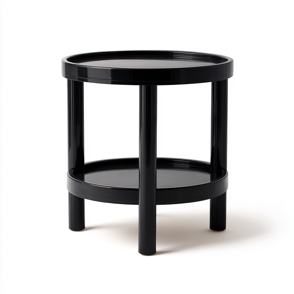 Tavolo da giardino plastica rotondo 45x45x50 cm - Nero - Design compatto per esterni-Roommyloft