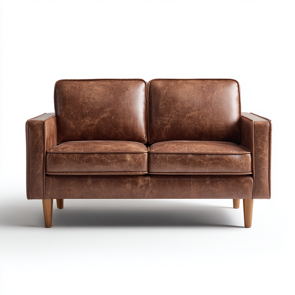 Divano a due posti in pelle 168x85x80 cm - marrone - design moderno per soggiorno-Roommyloft