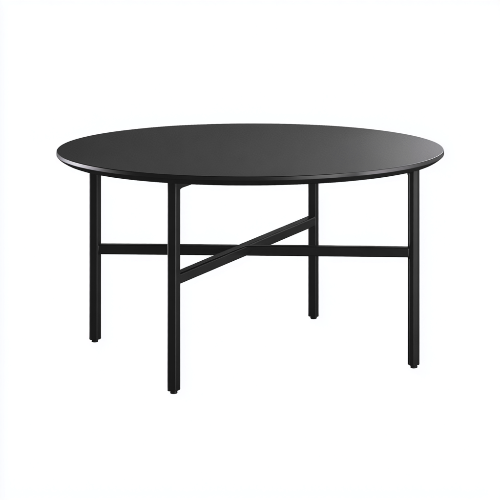 Tavolo da giardino in metallo rotondo 140x140x75 cm - nero - tavolo circolare per uso esterno-Roommyloft