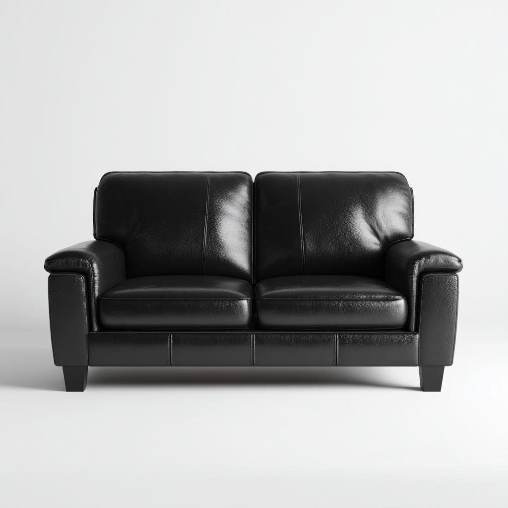 Divano a due posti imbottito in pelle 160x90x85 cm - nero - design moderno per soggiorno-Roommyloft