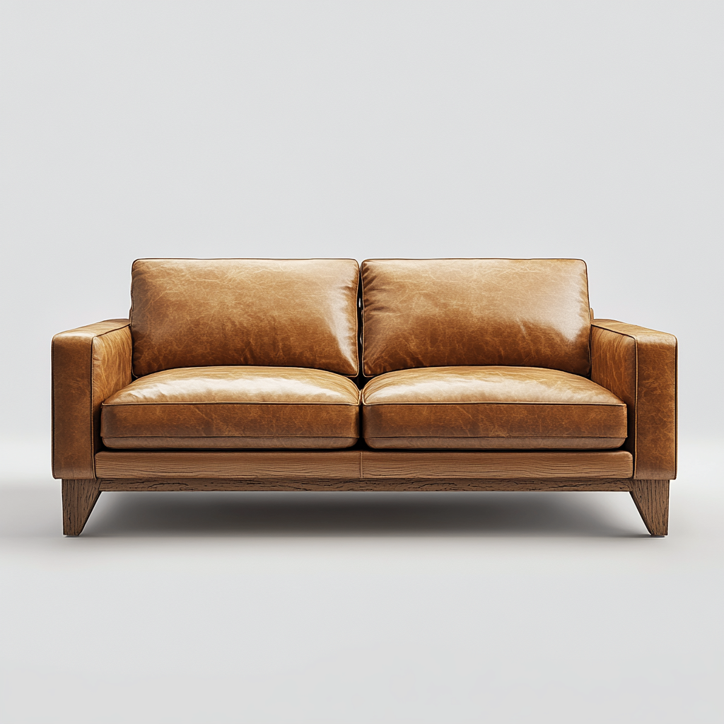 Divano a due posti in pelle con struttura in legno 180x85x80 cm - marrone - stile moderno elegante-Roommyloft