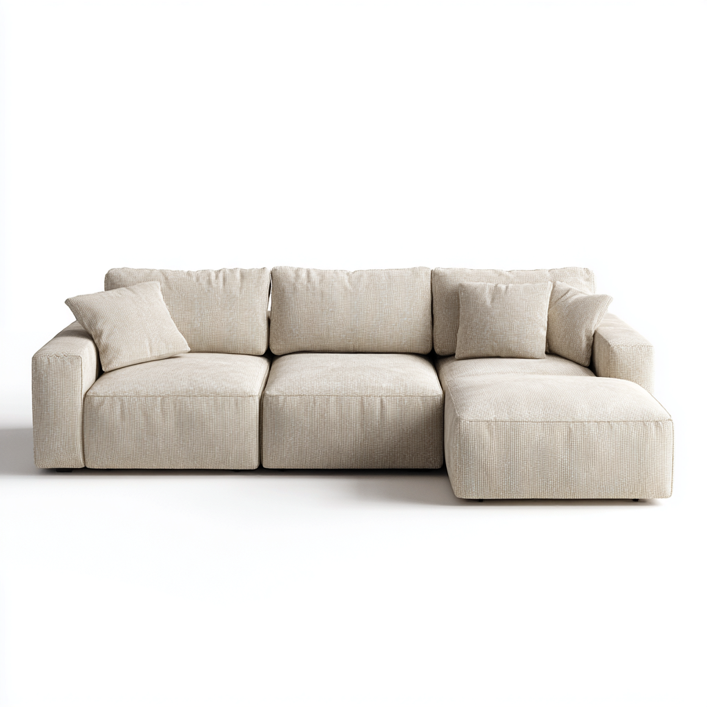 Divano angolare imbottito in tessuto 260x160x85 cm - beige - design moderno per soggiorno-Roommyloft