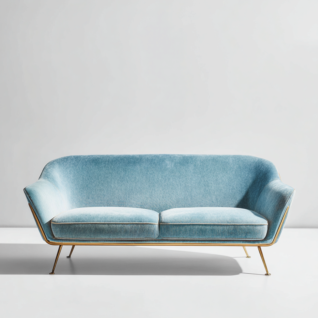 Divano a due posti in tessuto imbottito 135x78x80 cm - colore azzurro - design moderno raffinato-Roommyloft