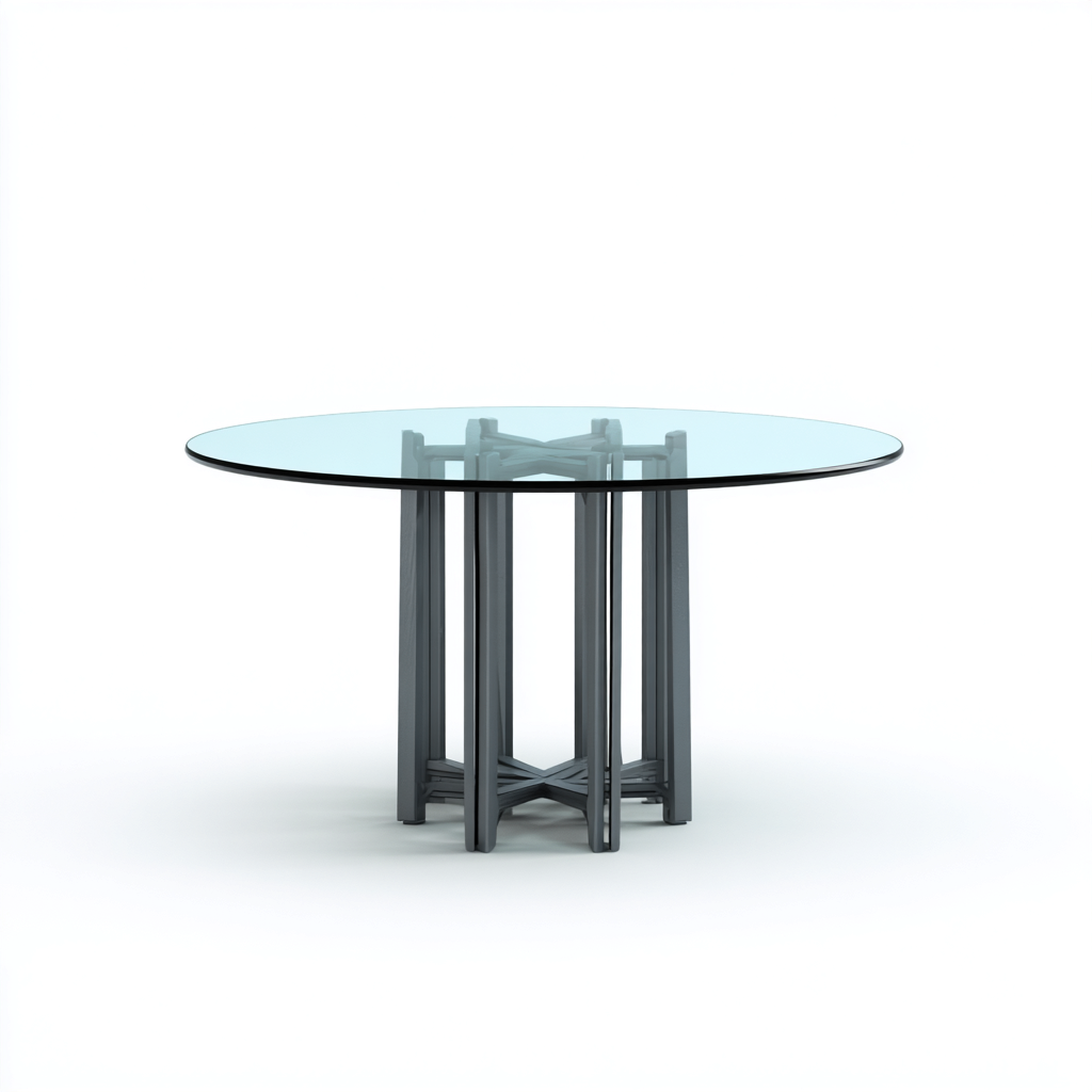 Tavolo da giardino vetro metallo rotondo 120x120x75 cm - Trasparente-Grigio - Design moderno per esterni-Roommyloft