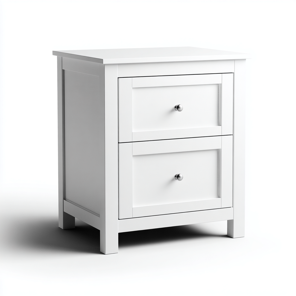 Comodino legno due cassetti 50x40x55 cm - Bianco - Design classico per camera da letto-Roommyloft