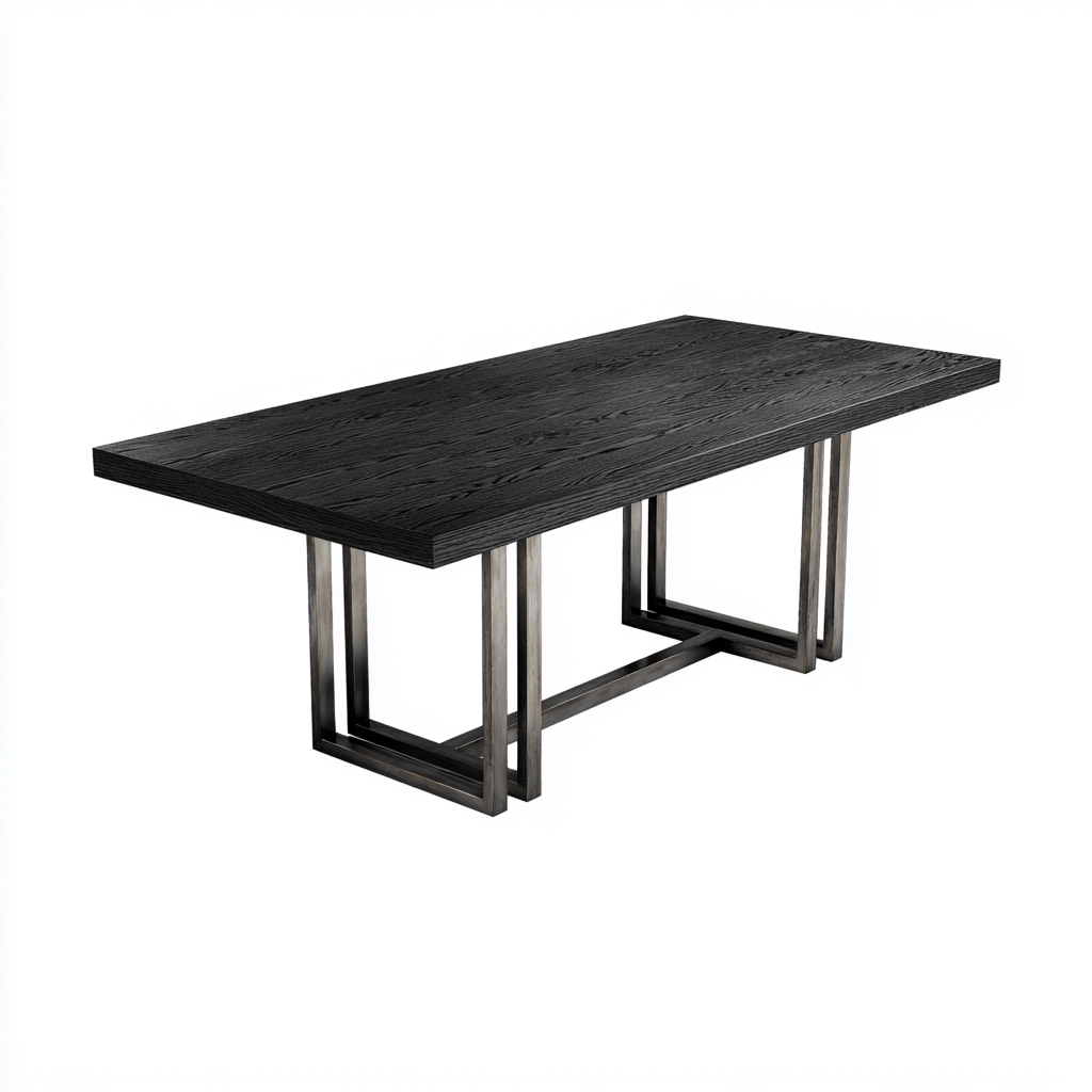 Tavolo da giardino in legno e metallo 200x90x75 cm - nero - tavolo rettangolare per esterno dal design moderno-Roommyloft