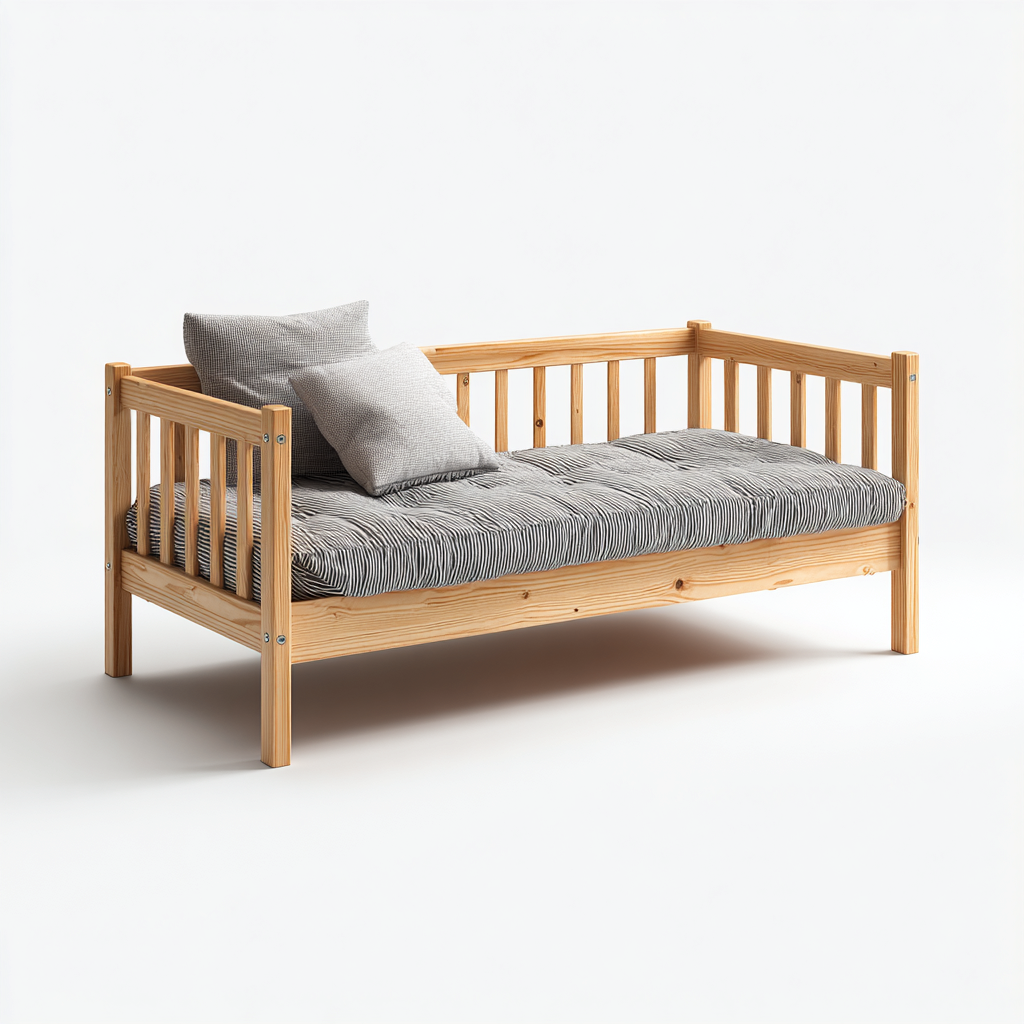 Divano letto in legno massello 200x90x75 cm - legno naturale - per soggiorno e camera degli ospiti - design nordico-Roommyloft