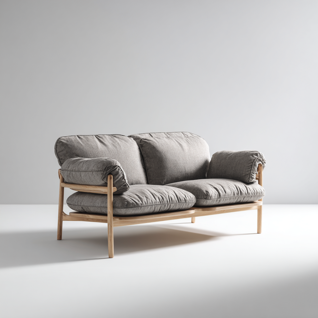 Divano a due posti in tessuto 176x88x82 cm - grigio - design moderno per soggiorno-Roommyloft