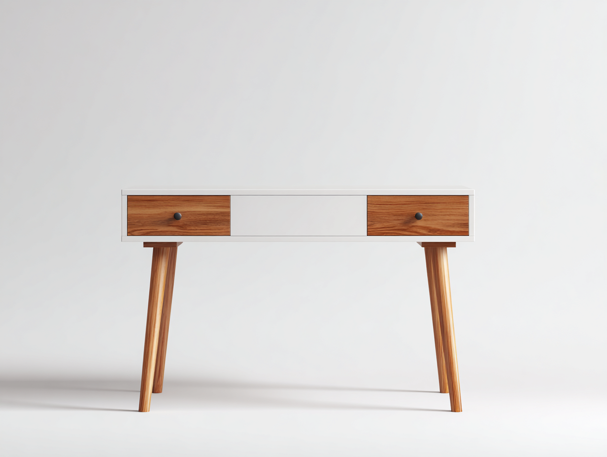 Mesas de oficina escritorio madera y blanco con cajones diseño moderno 120x55x75 cm - blanco y madera natural - escritorio para oficina-Luxemynest