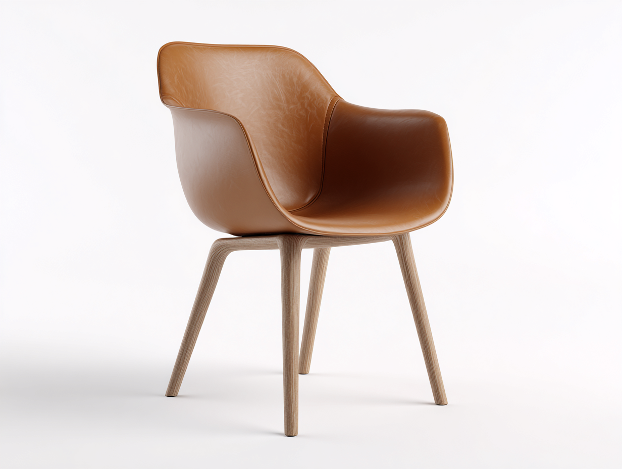 Sillas de comedor tapizada cuero sintético y patas de madera 55x55x80 cm marrón para comedor - diseño moderno-Luxemynest