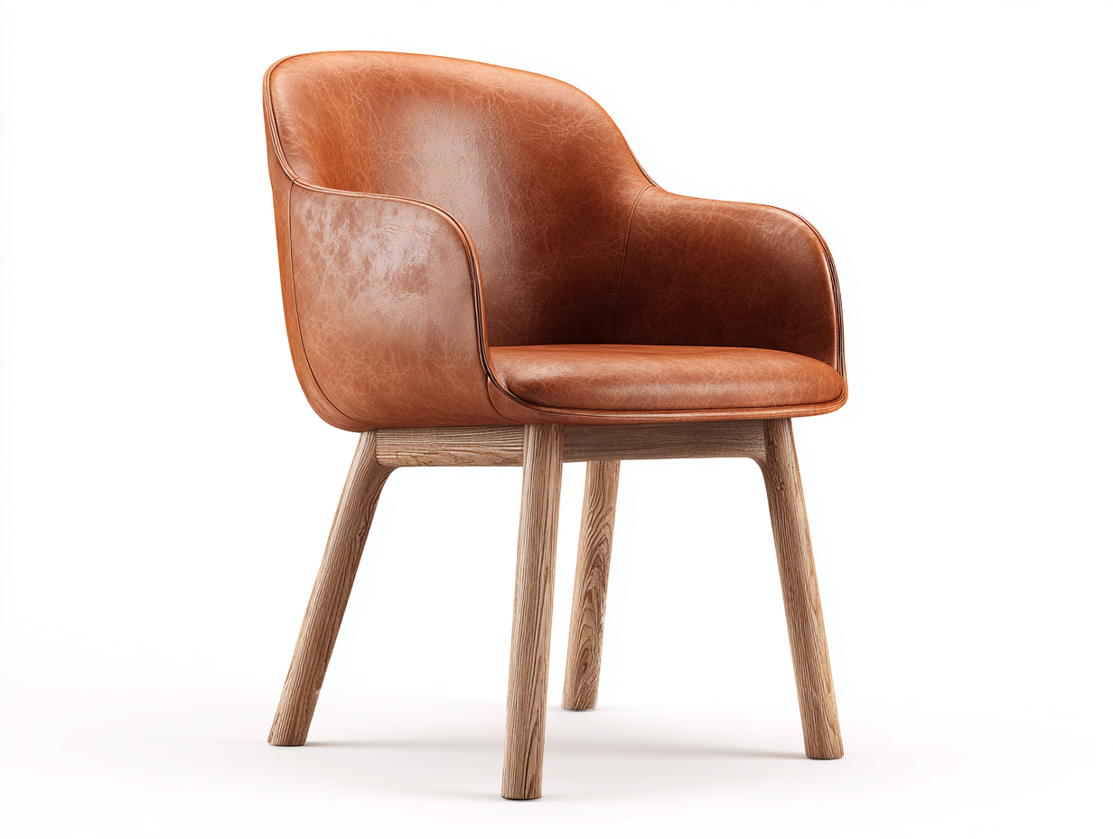 Sillas de comedor cuero sintético 56x58x82 cm - Marrón-Madera natural - Diseño moderno-Luxemynest