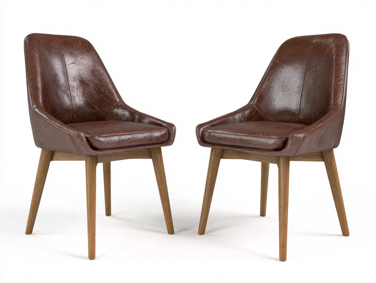 Silla de comedor madera cuero sintético 55x60x82 cm marrón estilo moderno-Luxemynest