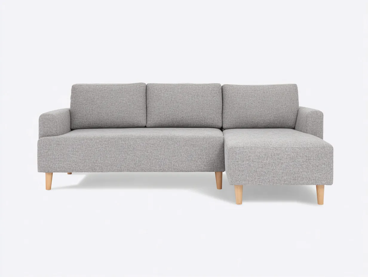 Ecksofa - Stoff-Holz - 246x158x80 cm - Grau - Skandinavisch Modern-Denupnest