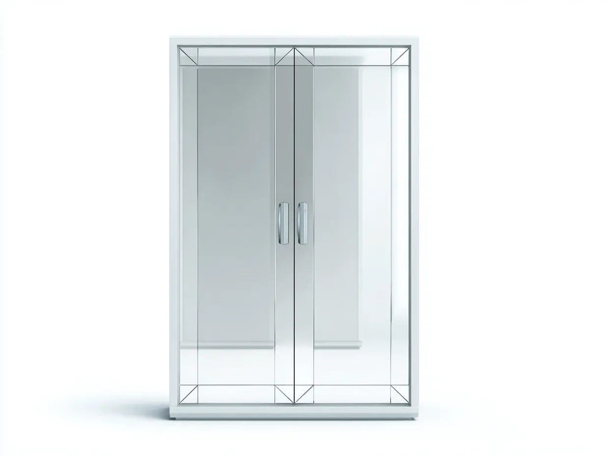 Kleiderschränke mit zwei Türen-Spiegelglas-Holzwerkstoff-90 x 52 x 185 cm-Silber-Moderner Stil-Denupnest