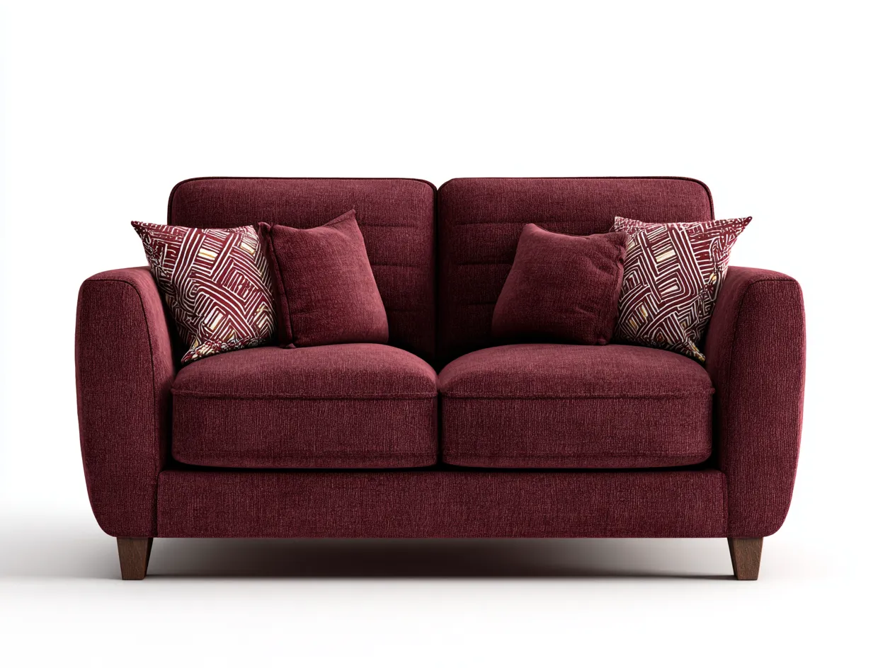 Zweisitzer Sofa-Stoff-Holz-172x94x84 cm-Bordeauxrot-Moderner Stil-Denupnest