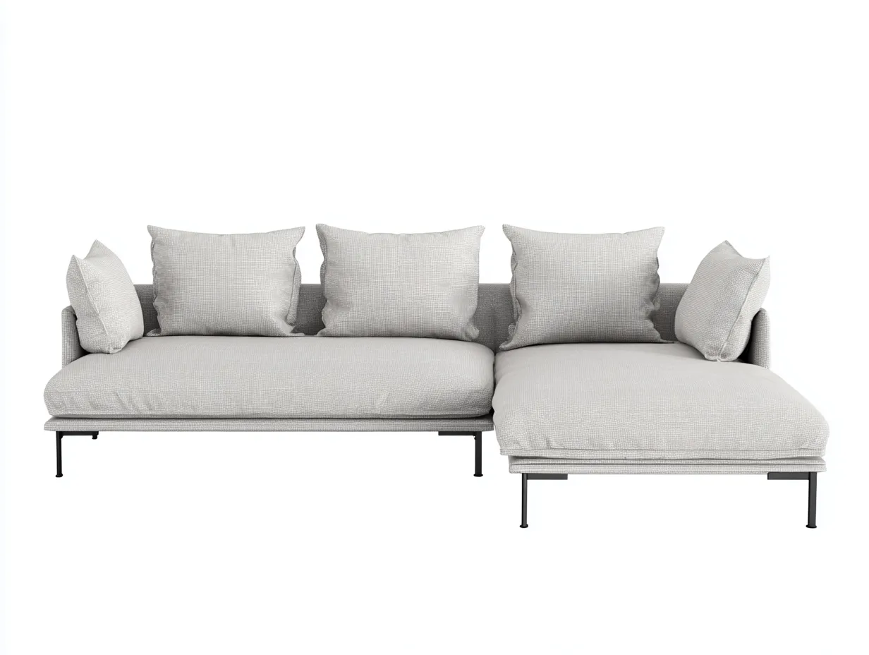 Ecksofa - Leinen-Metall - 278x172x79 cm - Hellgrau - Modern Minimalistisch-Denupnest