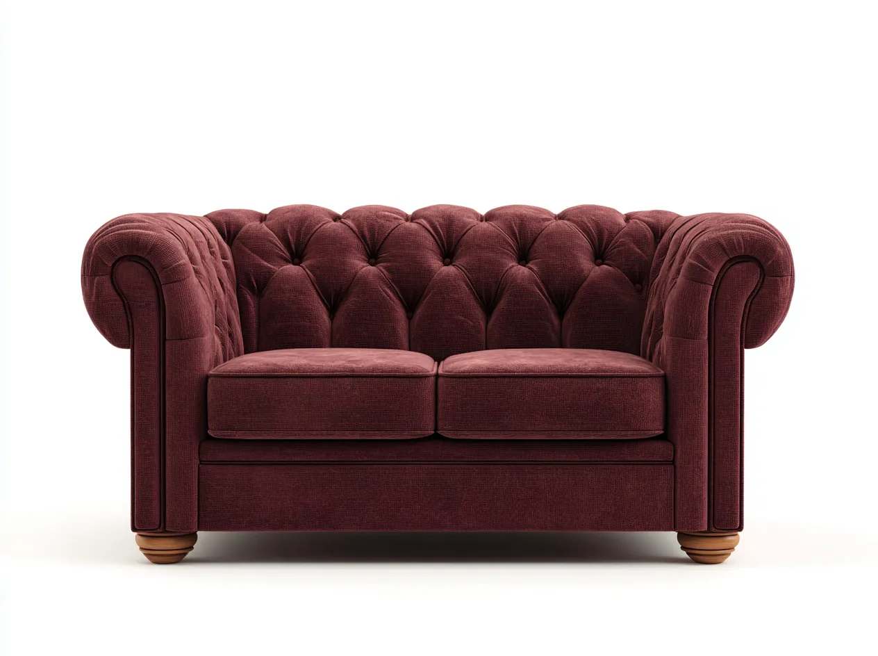Zweisitzer Sofa-Samt-Holz-168x92x78 cm-Bordeauxrot-Chesterfield Stil-Denupnest