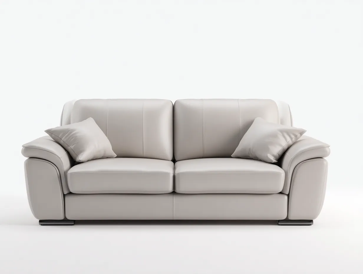 Zweisitzer Sofa-Leder-Metall-190x96x86 cm-Hellbeige-Moderner Stil-Denupnest