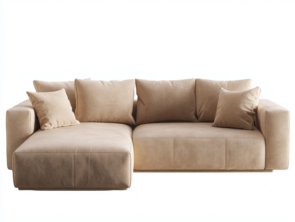 Ecksofa - Velours - 256x170x76 cm - Beige - Modern-Denupnest