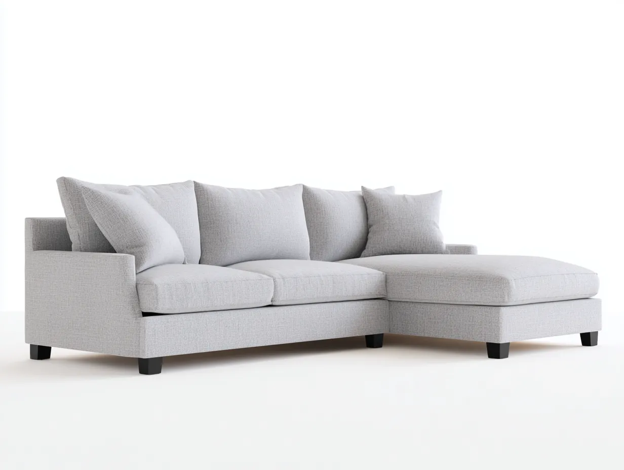 Ecksofa - Leinen-Holz - 248x166x82 cm - Hellgrau - Modern Minimalistisch-Denupnest