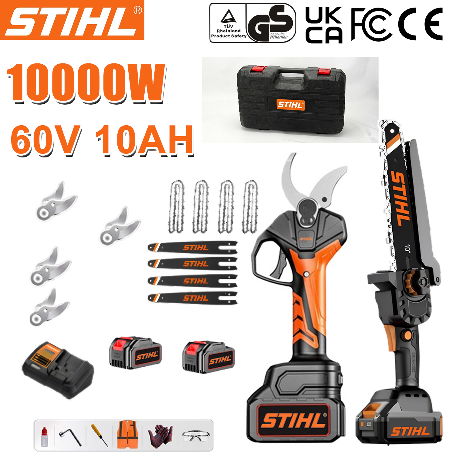 Elektrická motorová pila/zastřihovač STIHL 10 palců, bezkartáčová lithium-iontová, 15 000 W
